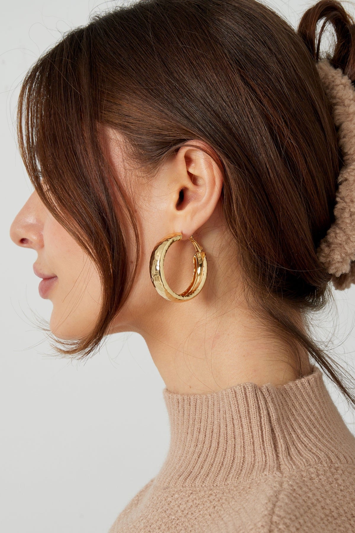 Gold Hammered Hoop Earrings