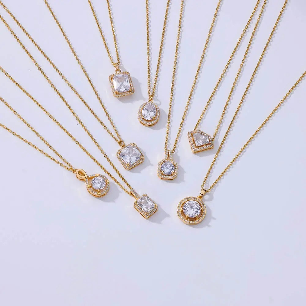 Oval Cubic Zirconia Gold Pendant Necklace