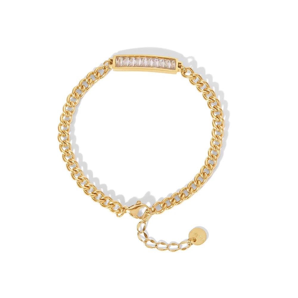 Gold Cubic Zirconia Chain Bracelet