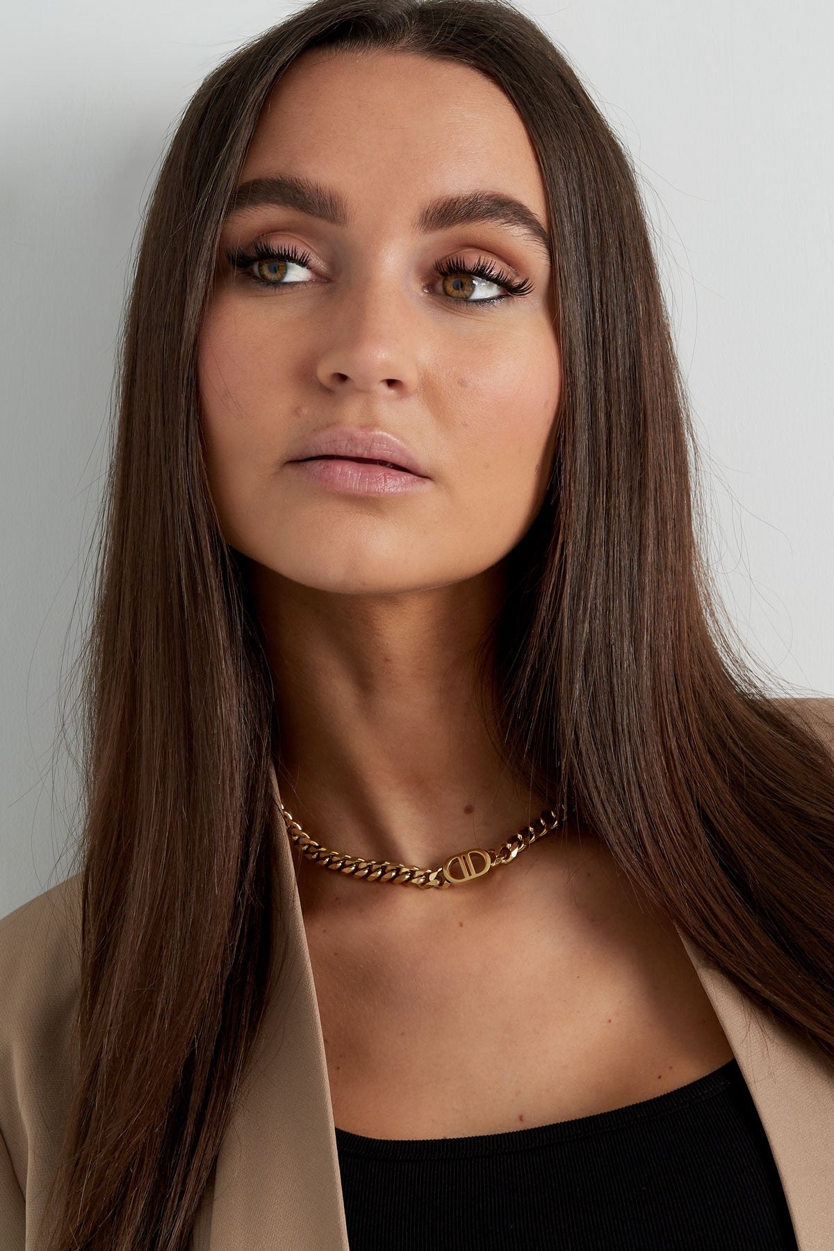 Chunky Gold Belcher Chain Choker Necklace